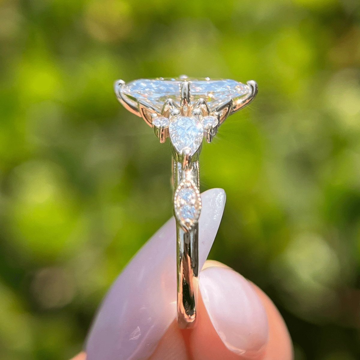 2.5 CT Unique Floral Marquise Cut Moissanite Engagement Wedding Ring - Kazara Diam