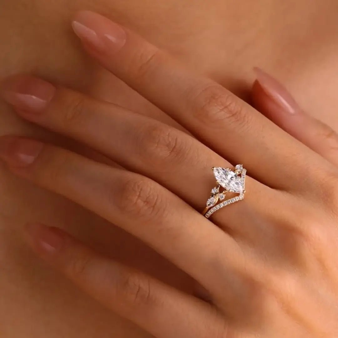 2.50 CT Marquise Cut Moissanite Bridal Set Engagement Wedding Ring - Kazara Diam