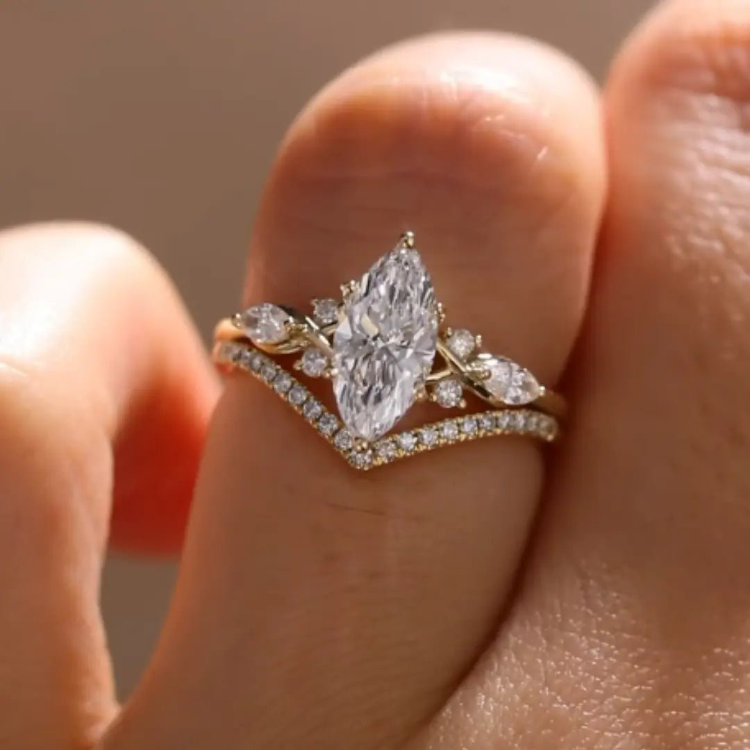 2.50 CT Marquise Cut Moissanite Bridal Set Engagement Wedding Ring - Kazara Diam