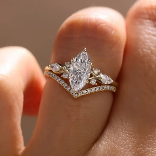 2.50 CT Marquise Cut Moissanite Bridal Set Engagement Wedding Ring - Kazara Diam