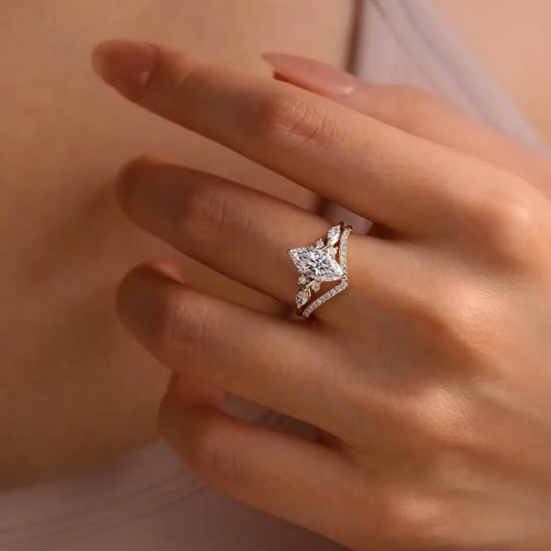 2.50 CT Marquise Cut Moissanite Bridal Set Engagement Wedding Ring - Kazara Diam