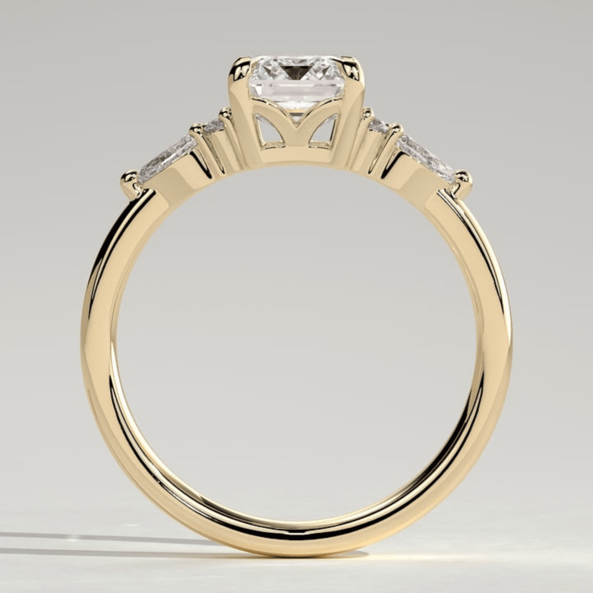 2.5CT Emerald 4 Claw Solitaire with Pear Accents and Moissanite Engagement Ring - Kazara Diam