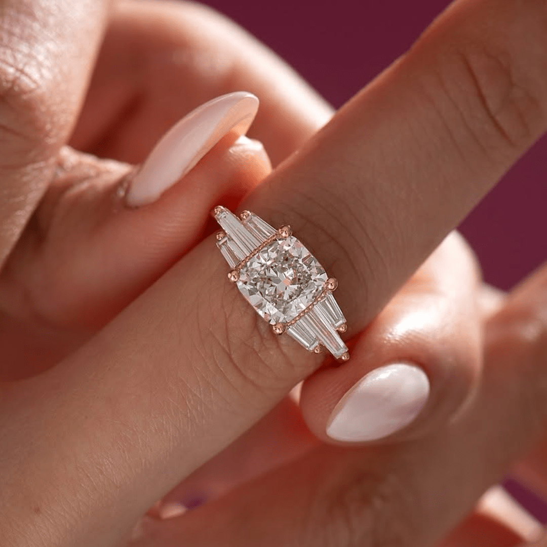 3 CT Cushion Cut Moissanite Wedding Ring, Classic Bridal Fine Jewelry - Kazara Diam