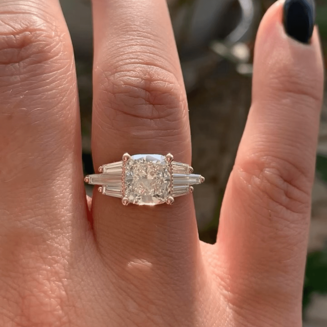 3 CT Cushion Cut Moissanite Wedding Ring, Classic Bridal Fine Jewelry - Kazara Diam