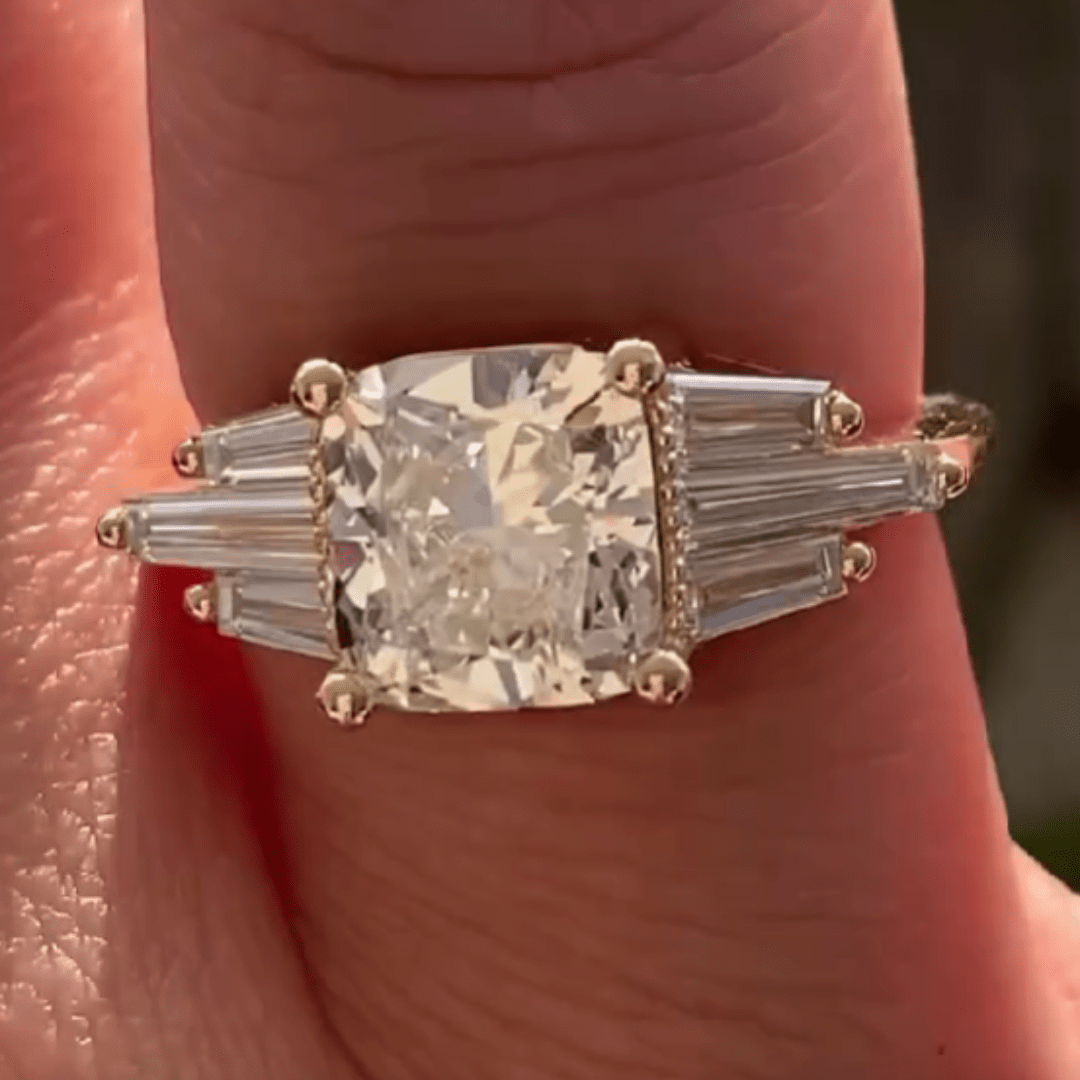 3 CT Cushion Cut Moissanite Wedding Ring, Classic Bridal Fine Jewelry - Kazara Diam