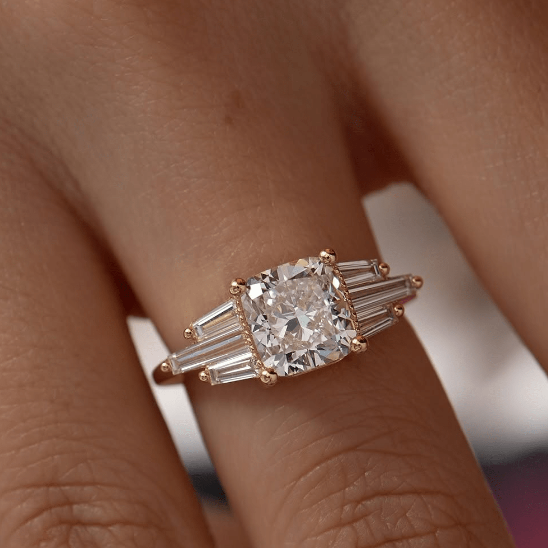 3 CT Cushion Cut Moissanite Wedding Ring, Classic Bridal Fine Jewelry - Kazara Diam