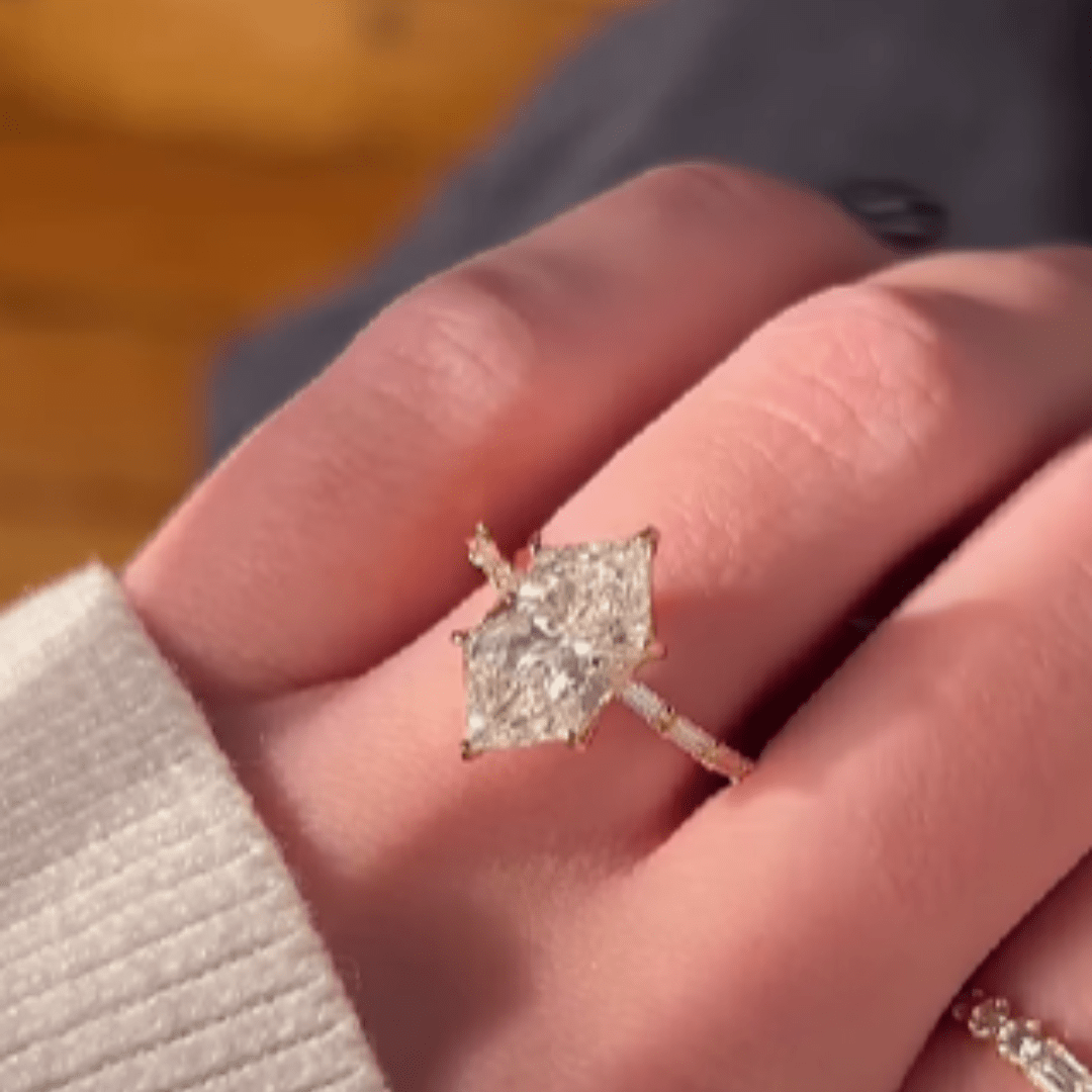 3 CT Dutch Marquise Cut Moissanite Engagement Ring in 18K Gold Plated - Kazara Diam