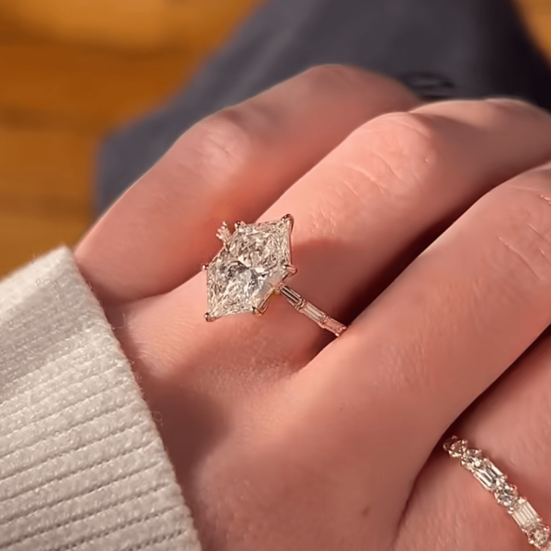 3 CT Dutch Marquise Cut Moissanite Engagement Ring in 18K Gold Plated - Kazara Diam