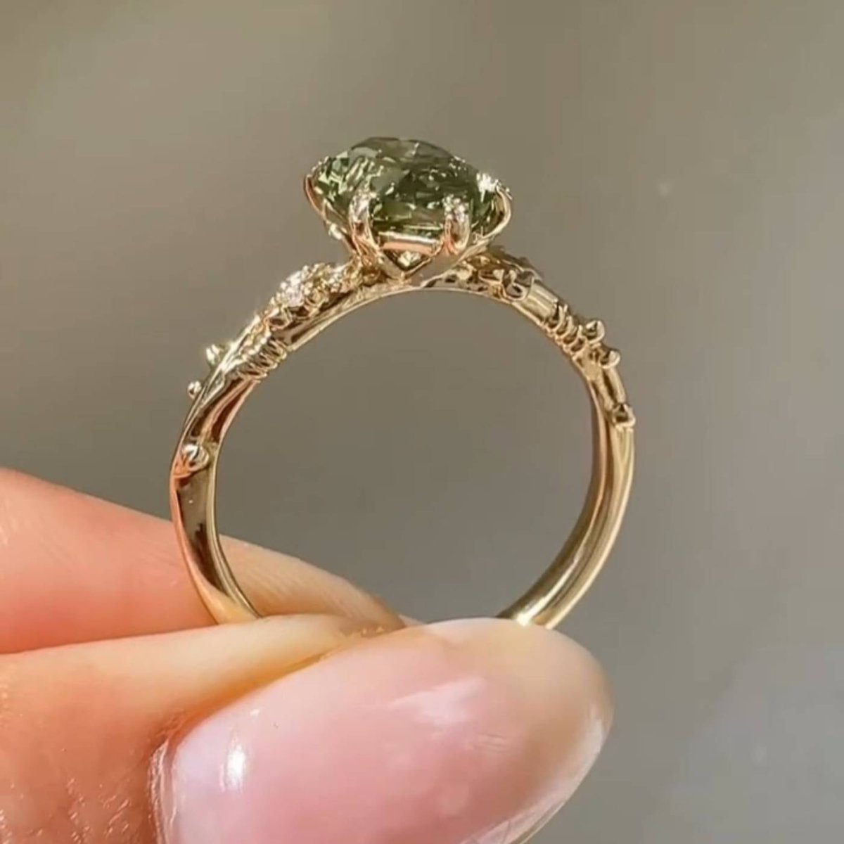 3 CT Green Moissanite Dutch Marquise Cut Engagement Wedding Anniversary Ring Nature Inspired - Kazara Diam