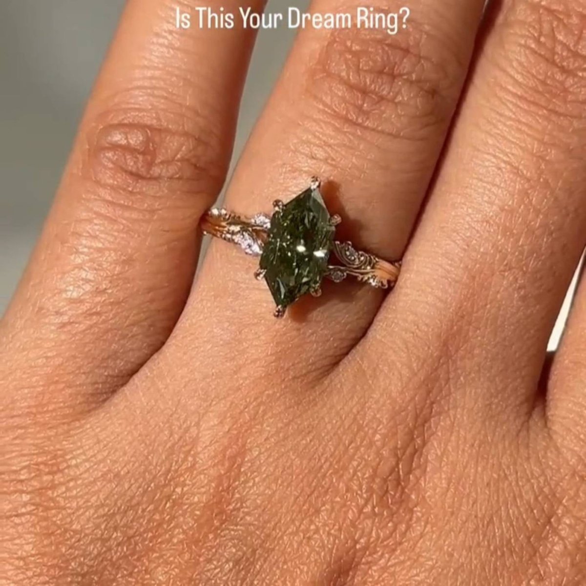 3 CT Green Moissanite Dutch Marquise Cut Engagement Wedding Anniversary Ring Nature Inspired - Kazara Diam