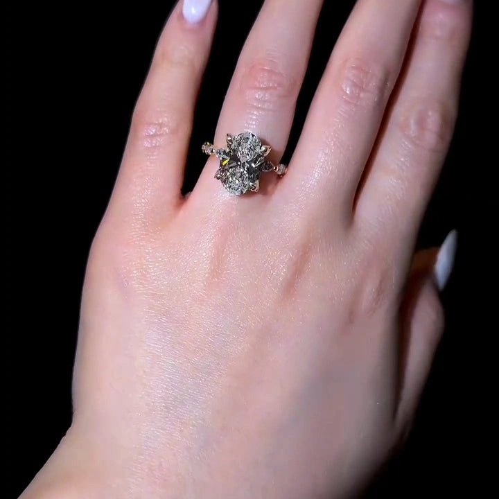 3 CT Oval Cut Moissanite Tulip Setting Engagement Wedding Promise Ring - Kazara Diam