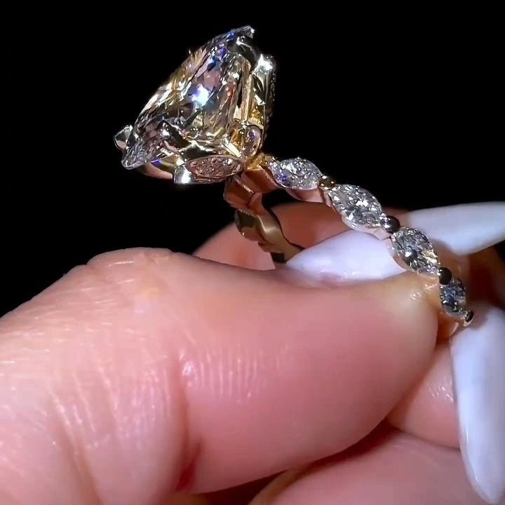 3 CT Oval Cut Moissanite Tulip Setting Engagement Wedding Promise Ring - Kazara Diam