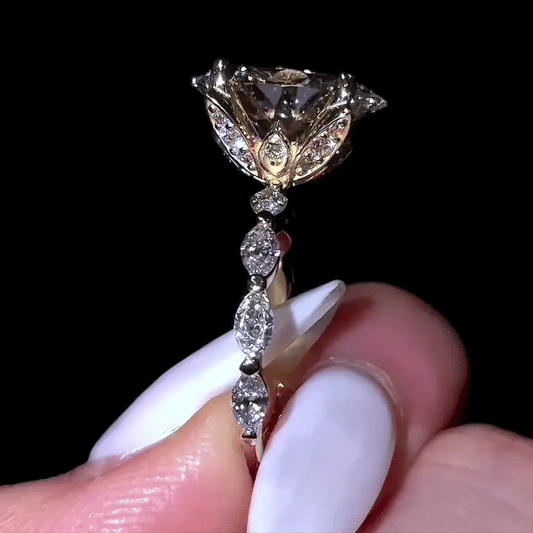 3 CT Oval Cut Moissanite Tulip Setting Engagement Wedding Promise Ring - Kazara Diam