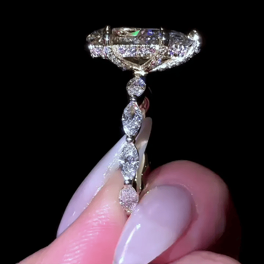 3 CT Pear Cut Moissanite Hidden Halo Engagement Wedding Anniversary Ring - Kazara Diam
