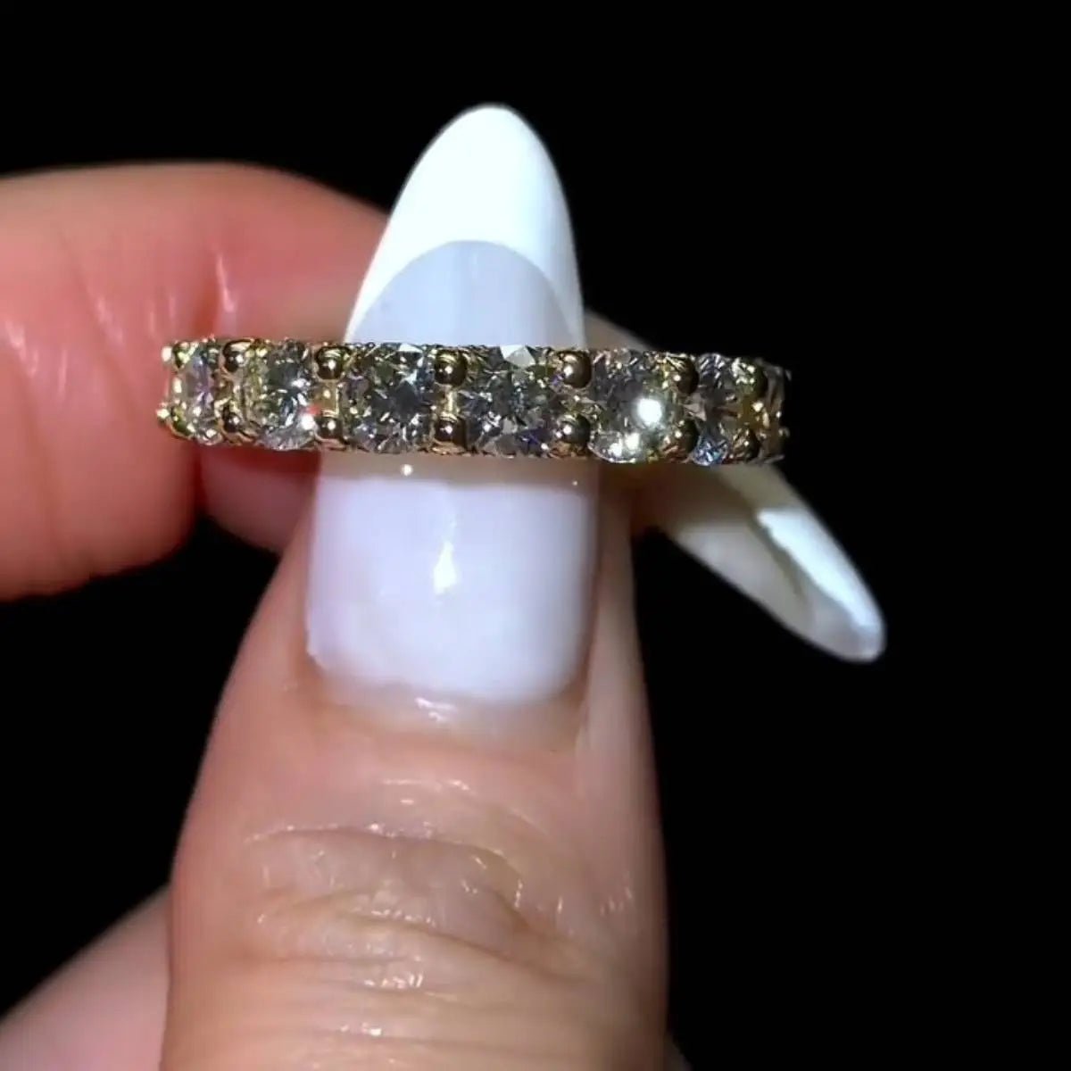 3 TCW Round Cut Moissanite 2.2 MM Wedding Anniversary Promise Band - Kazara Diam