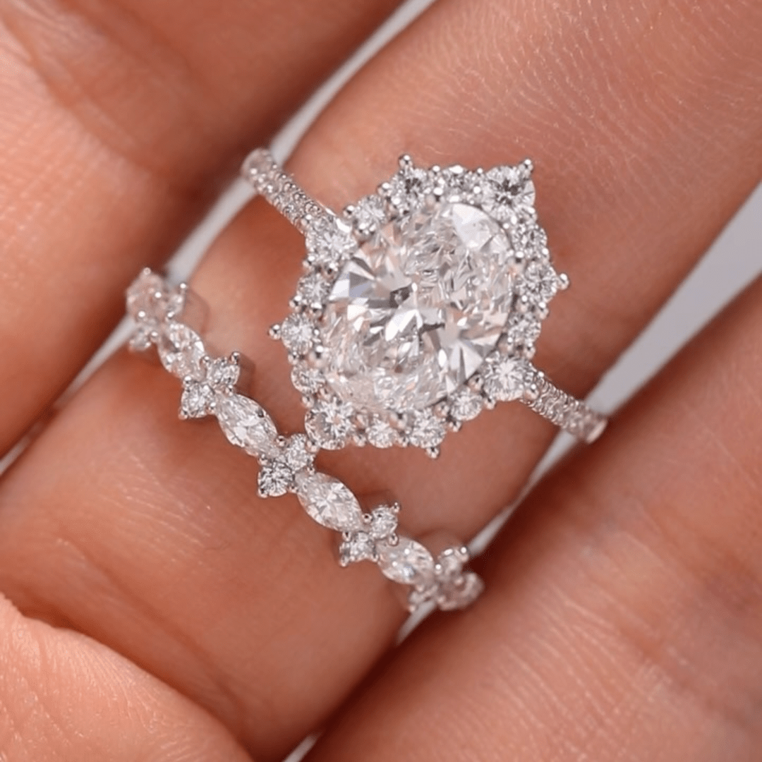 3.5 CT Oval Cut Moissanite Engagement Bridal Wedding Anniversary Set - Kazara Diam