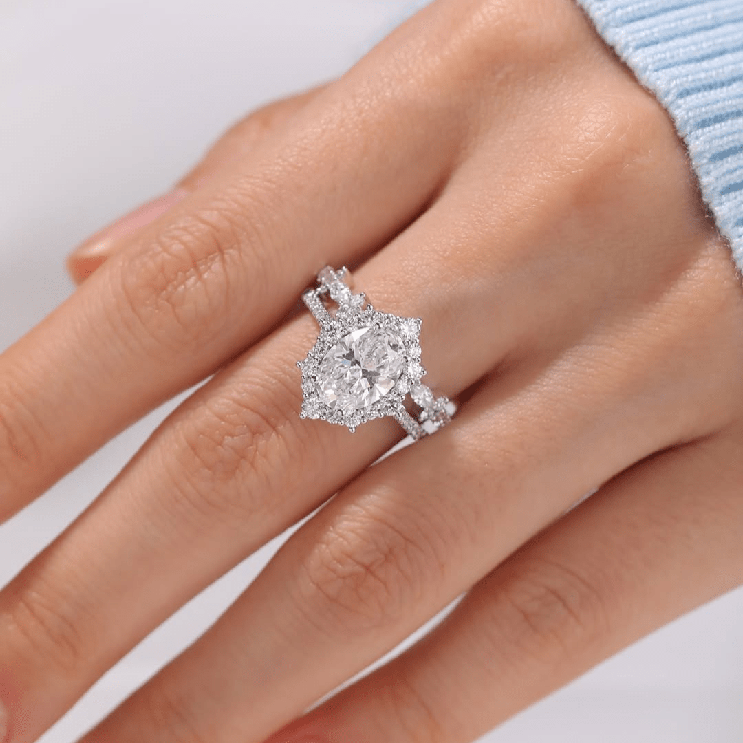 3.5 CT Oval Cut Moissanite Engagement Bridal Wedding Anniversary Set - Kazara Diam