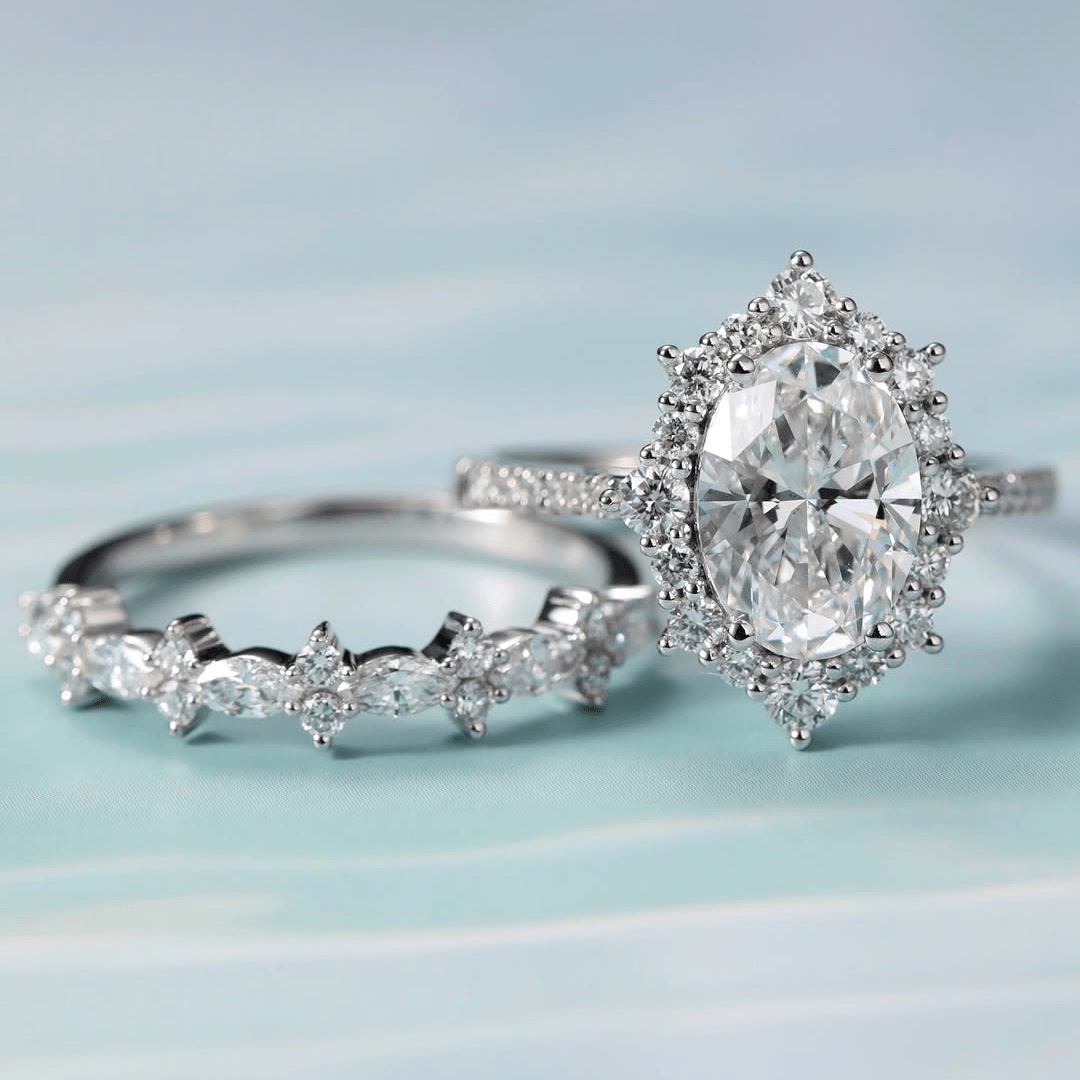 3.5 CT Oval Cut Moissanite Engagement Bridal Wedding Anniversary Set - Kazara Diam