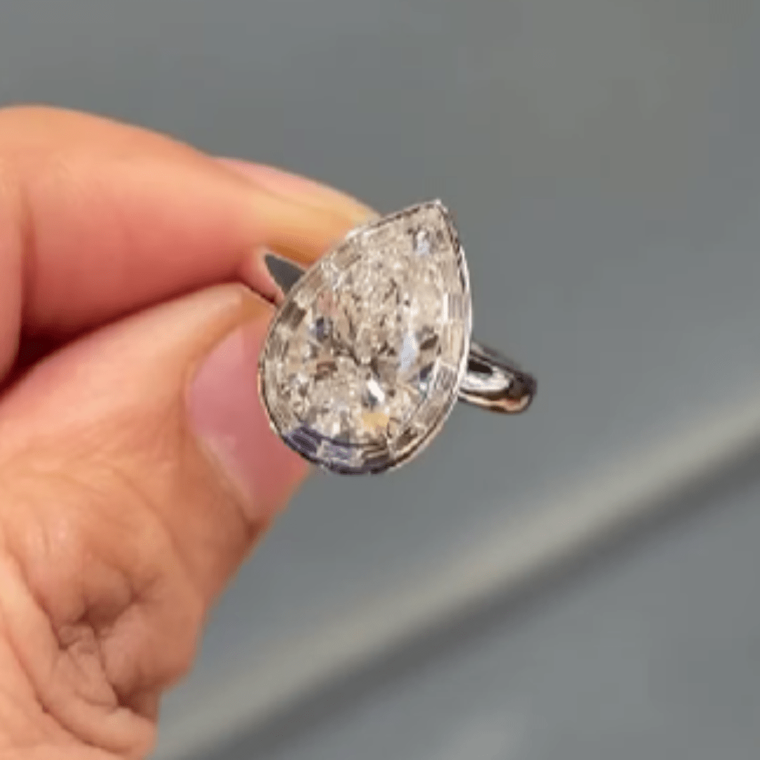 3.5 CT Pear Cut Moissantie Wedding Engagement Ring | Refined Solitaire Elegance - Kazara Diam