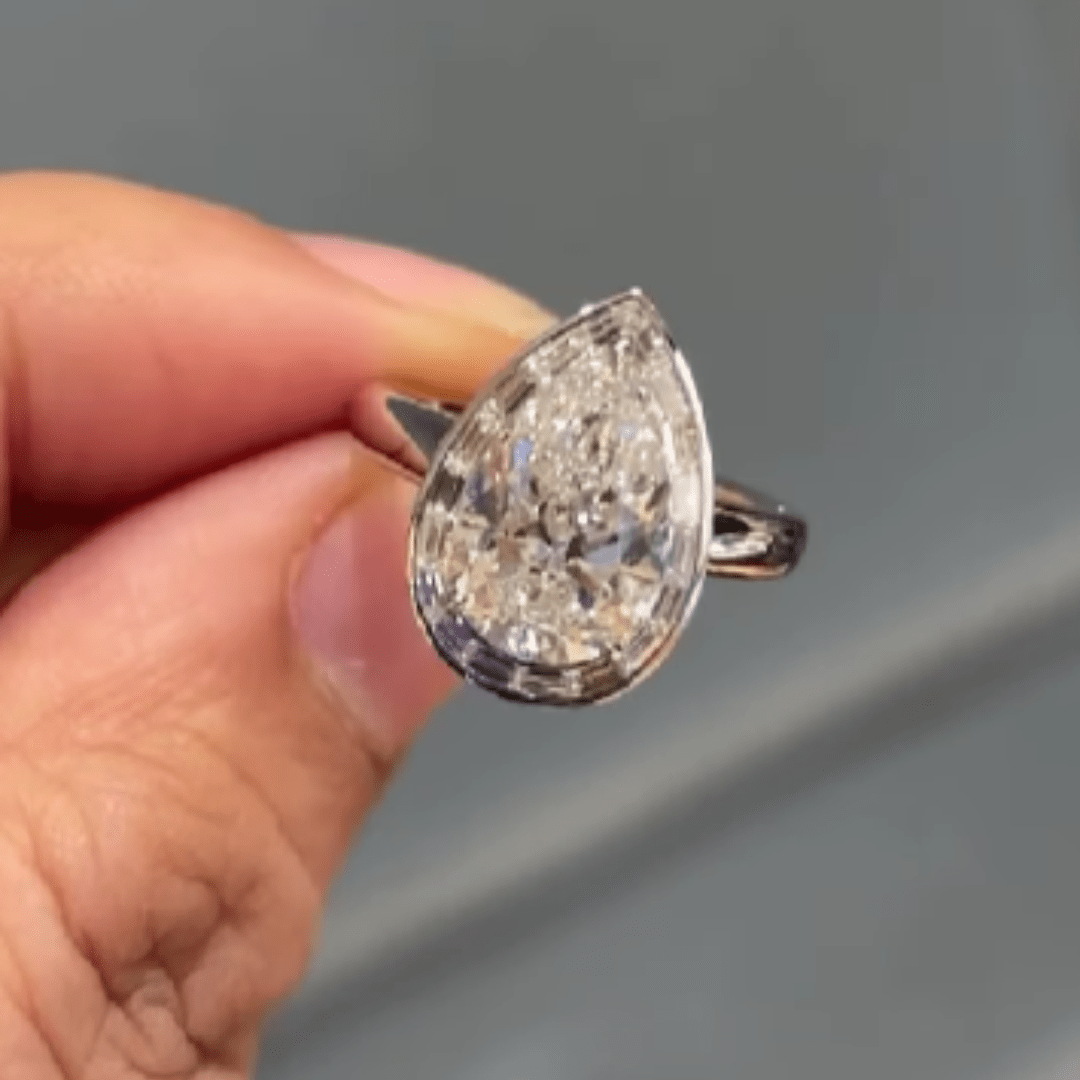 3.5 CT Pear Cut Moissantie Wedding Engagement Ring | Refined Solitaire Elegance - Kazara Diam