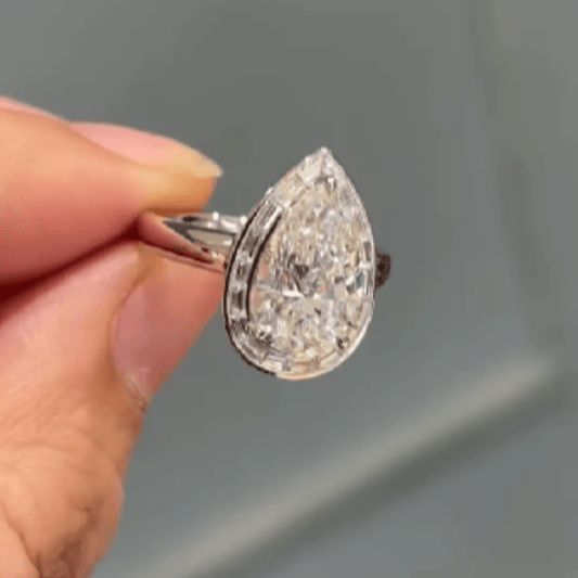 3.5 CT Pear Cut Moissantie Wedding Engagement Ring | Refined Solitaire Elegance - Kazara Diam