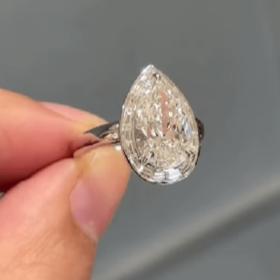3.5 CT Pear Cut Moissantie Wedding Engagement Ring | Refined Solitaire Elegance - Kazara Diam