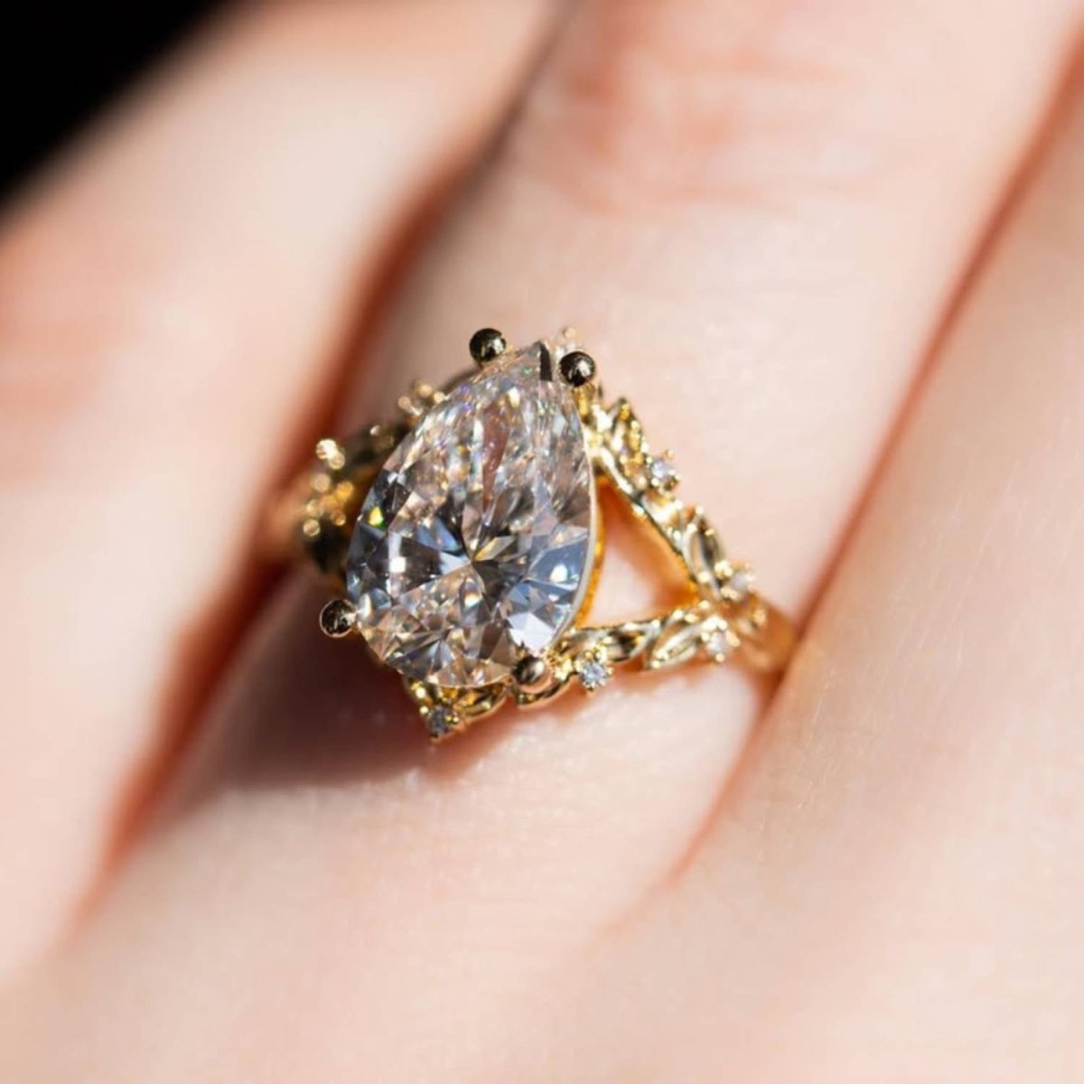 3.50 CT Pear Cut Ethereal Heirloom Vintage Moissanite Engagement Ring - Kazara Diam