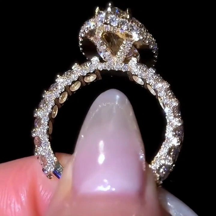4 CT Marquise Cut Halo Pave Moissanite Engagement Wedding Anniversary Ring - Kazara Diam