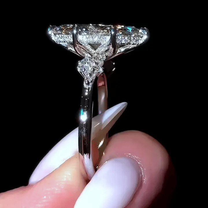 4 CT Marquise Cut Moissanite Hidden Halo Engagement Wedding Anniversary Ring - Kazara Diam