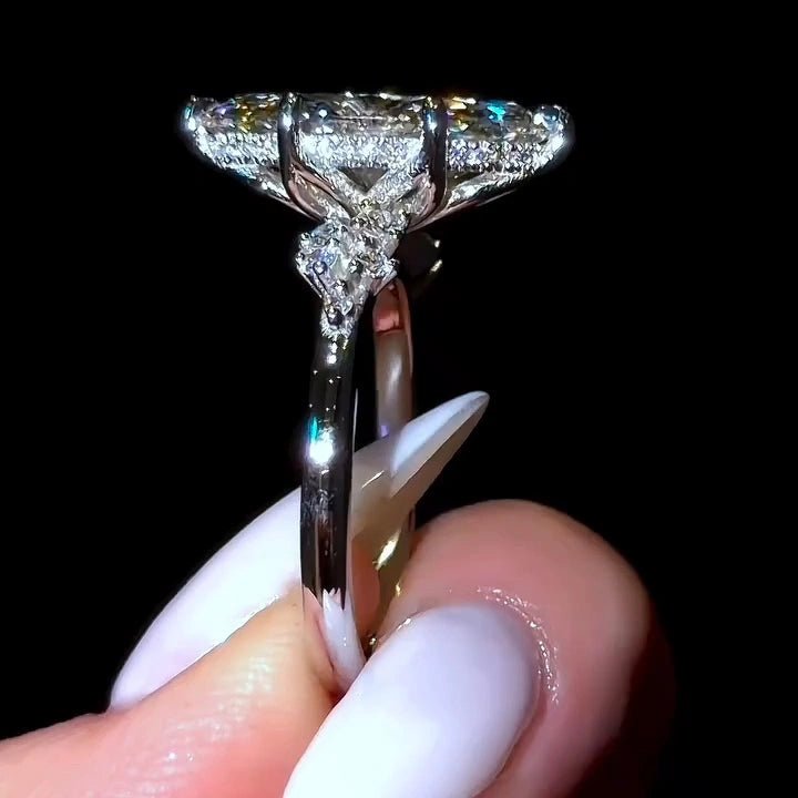 4 CT Marquise Cut Moissanite Hidden Halo Engagement Wedding Anniversary Ring - Kazara Diam