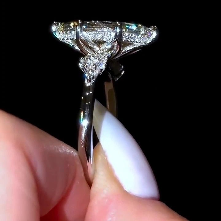 4 CT Marquise Cut Moissanite Hidden Halo Engagement Wedding Anniversary Ring - Kazara Diam