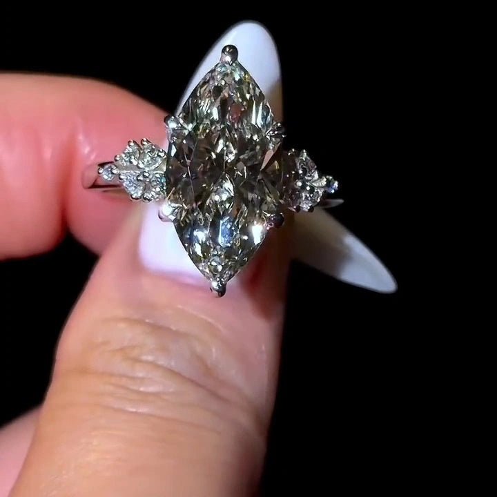 4 CT Marquise Cut Moissanite Hidden Halo Engagement Wedding Anniversary Ring - Kazara Diam