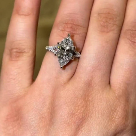 4 CT Marquise Cut Moissanite Pave Engagement Wedding Anniversary Ring - Kazara Diam