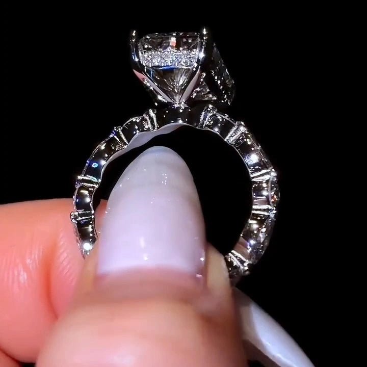 4 CT Radiant Cut Hidden Halo Unqiue Pave Moissanite Wedding Engagement Ring - Kazara Diam