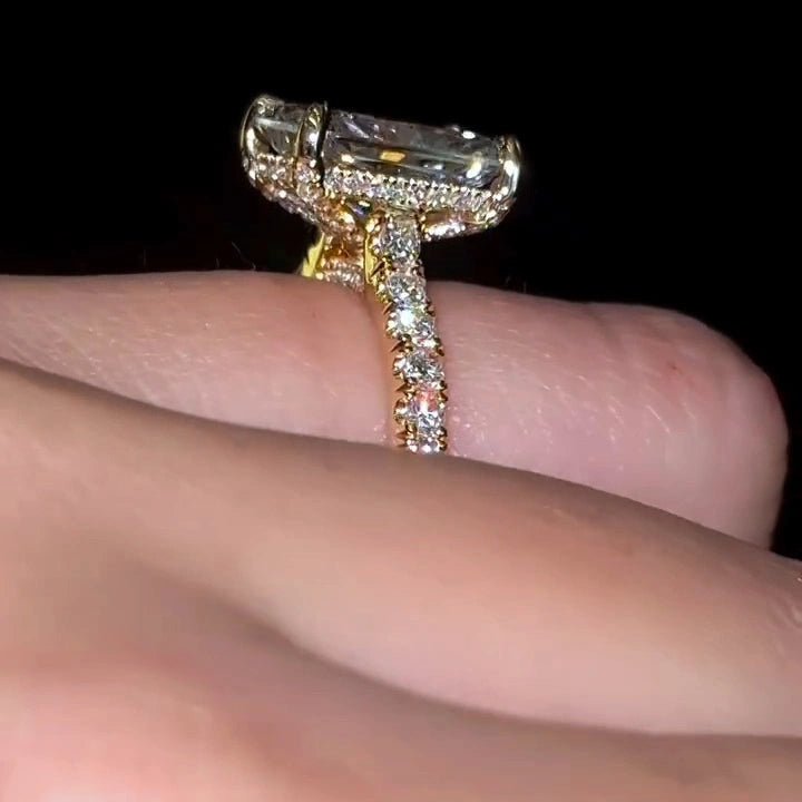 4 CT Radiant Cut Moissanite Tulip Setting Engagement Wedding Ring - Kazara Diam