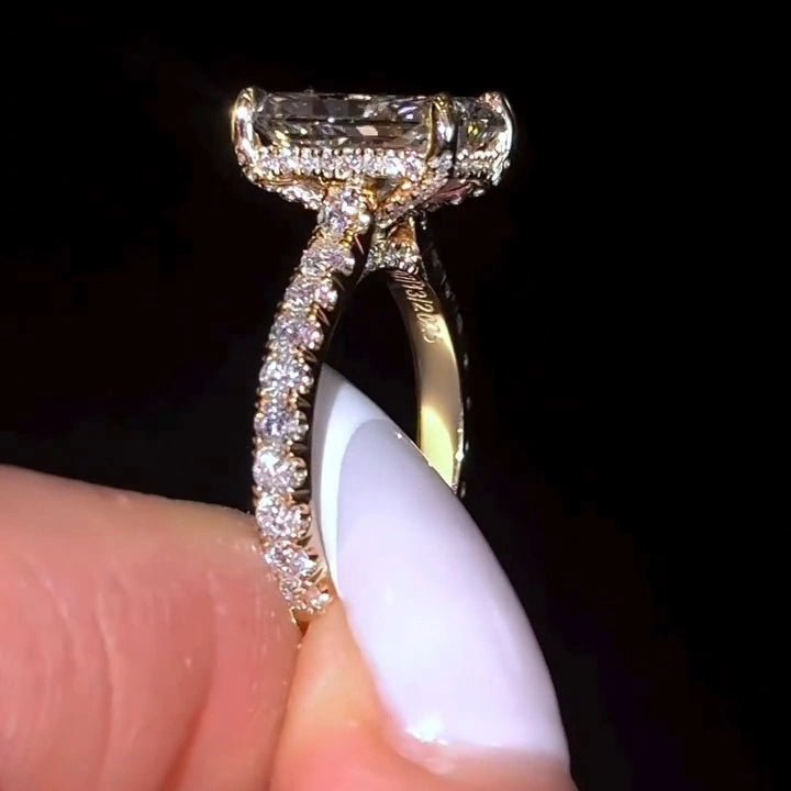 4 CT Radiant Cut Moissanite Tulip Setting Engagement Wedding Ring - Kazara Diam