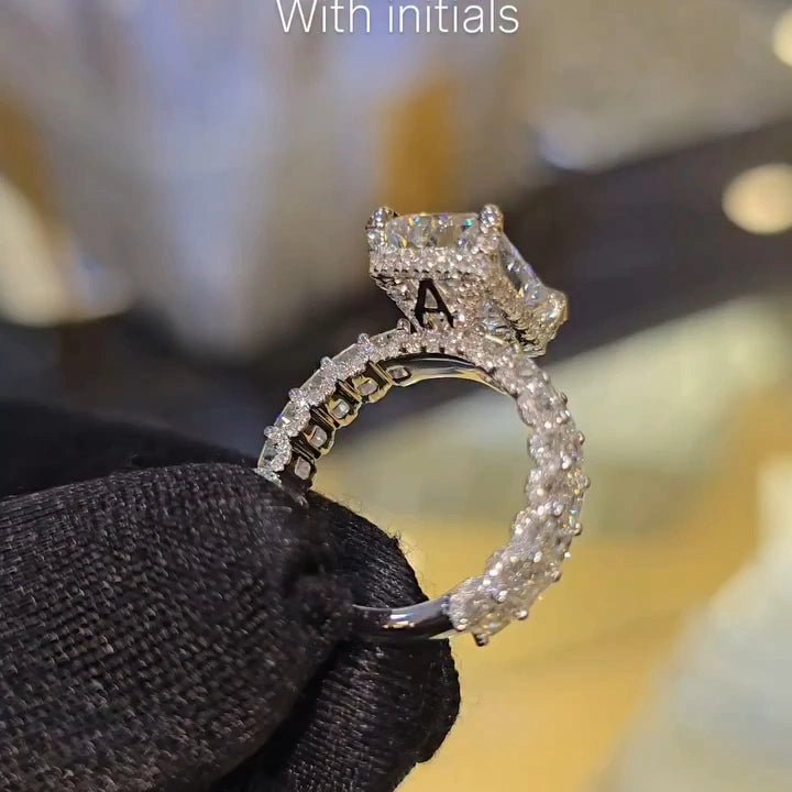 4 CT Radiant Cut Pave Moissanite Engagement Wedding Anniversary Promise Ring - Kazara Diam