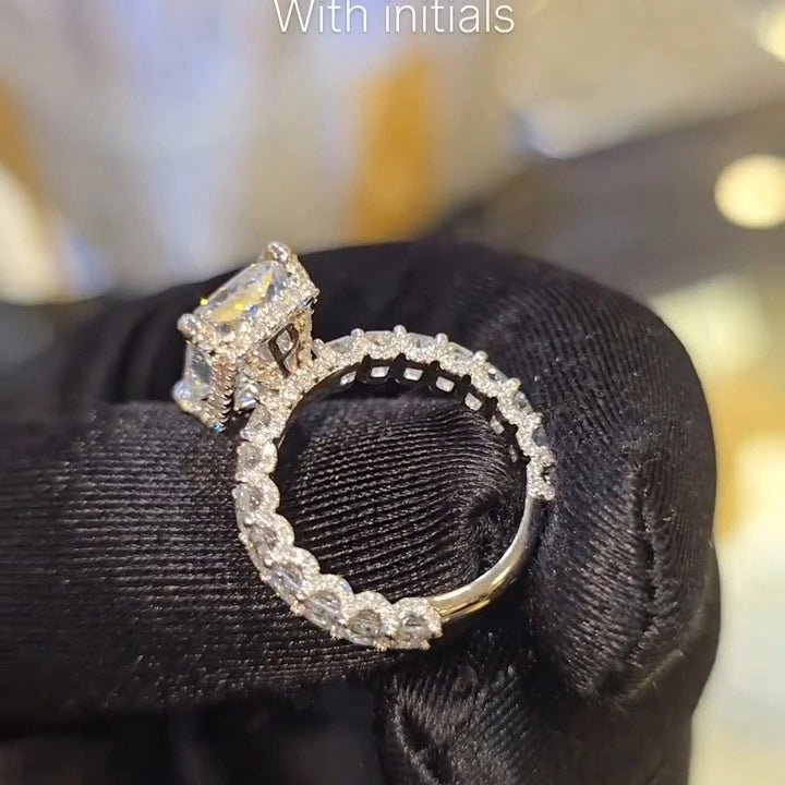 4 CT Radiant Cut Pave Moissanite Engagement Wedding Anniversary Promise Ring - Kazara Diam