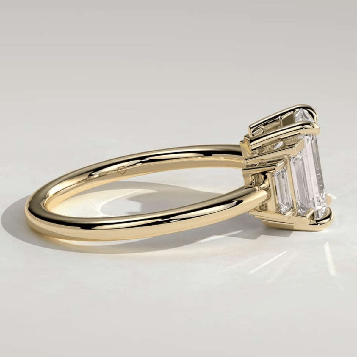 4CT Emerald 5 Stone Moissanite Engagement Ring with Graduating Baguette Shoulders - Kazara Diam
