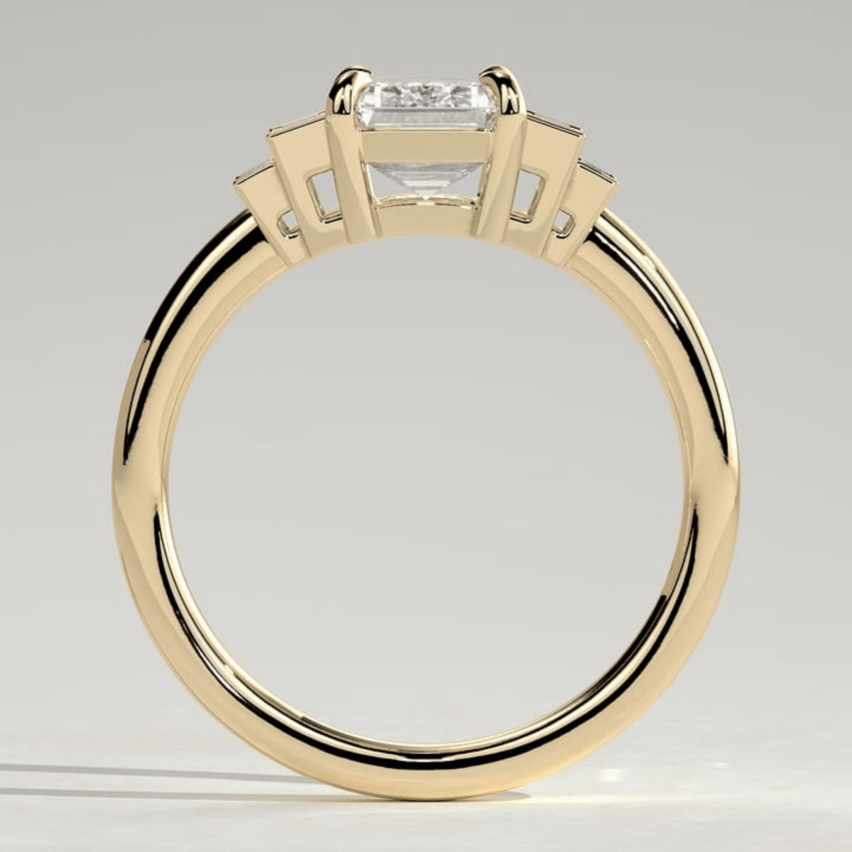 4CT Emerald 5 Stone Moissanite Engagement Ring with Graduating Baguette Shoulders - Kazara Diam