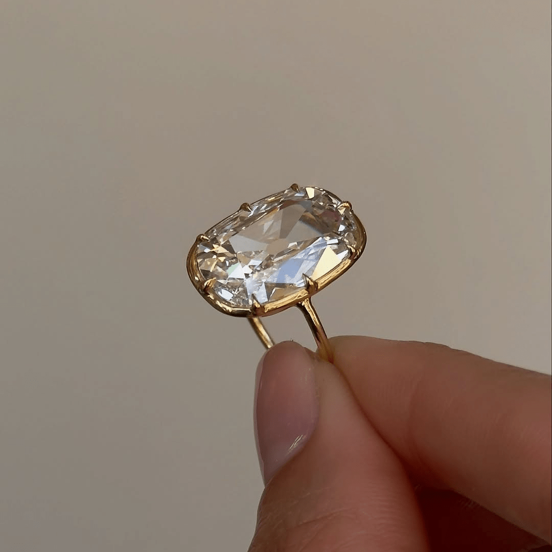 5 CT Old Mine Cushion Cut Moissanite Ring Modern Bezel Elegance - Kazara Diam