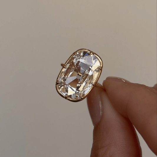 5 CT Old Mine Cushion Cut Moissanite Ring Modern Bezel Elegance - Kazara Diam