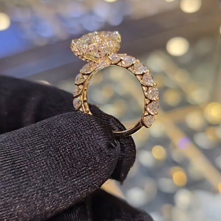 5 CT Oval Cut Hidden Halo Tulip Setting Moissanite Engagement Wedding Anniversary Ring - Kazara Diam