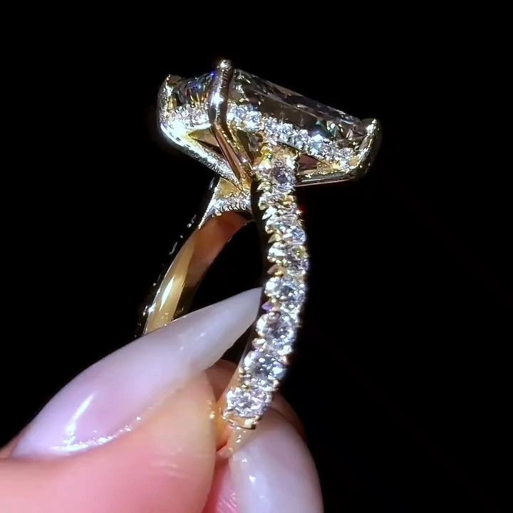 5 CT Radiant Cut Hidden Halo Moissanite Engagement Wedding Promise Ring - Kazara Diam