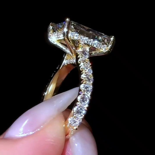 5 CT Radiant Cut Hidden Halo Moissanite Engagement Wedding Promise Ring - Kazara Diam