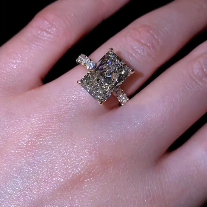 5 CT Radiant Cut Hidden Halo Moissanite Engagement Wedding Promise Ring - Kazara Diam