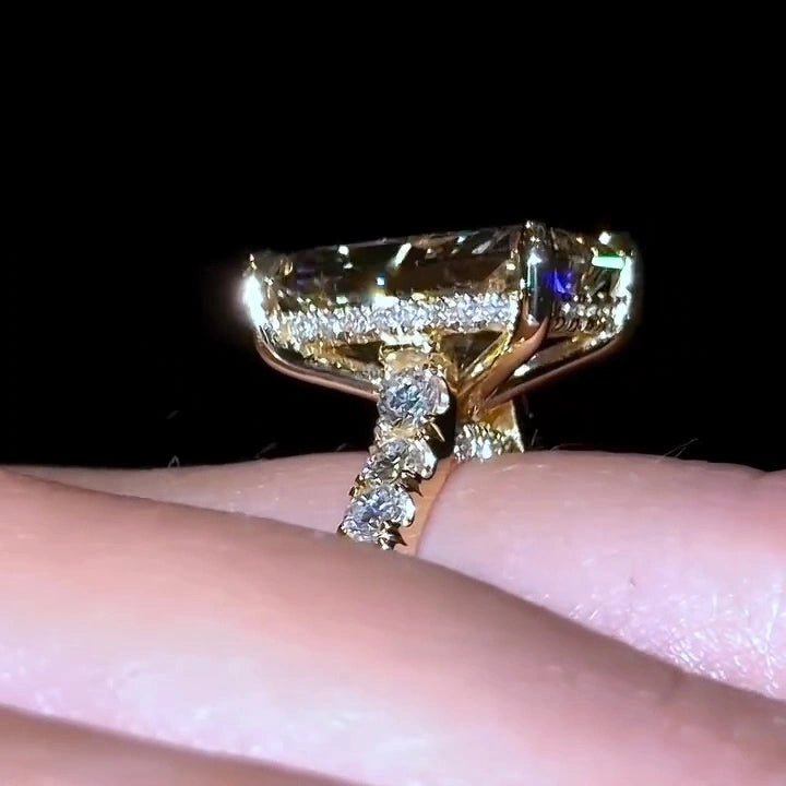 5 CT Radiant Cut Hidden Halo Moissanite Engagement Wedding Promise Ring - Kazara Diam