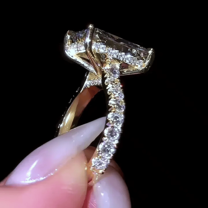 5 CT Radiant Cut Hidden Halo Moissanite Engagement Wedding Promise Ring - Kazara Diam