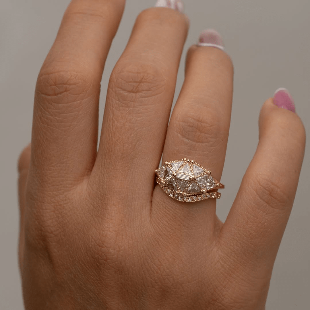 5 TCW Unique Triangle Cut Moissanite Engagement Ring | Art Deco Inspired - Kazara Diam
