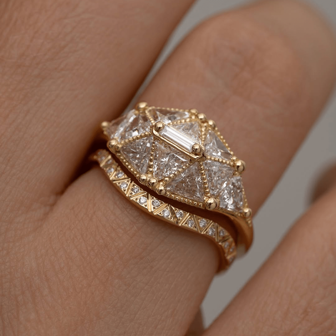 5 TCW Unique Triangle Cut Moissanite Engagement Ring | Art Deco Inspired - Kazara Diam